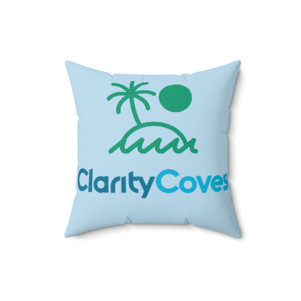 Square Pillow — Clarity Coves Tropical Logo / "Be Good Do Good" Motivational Throw Pillow