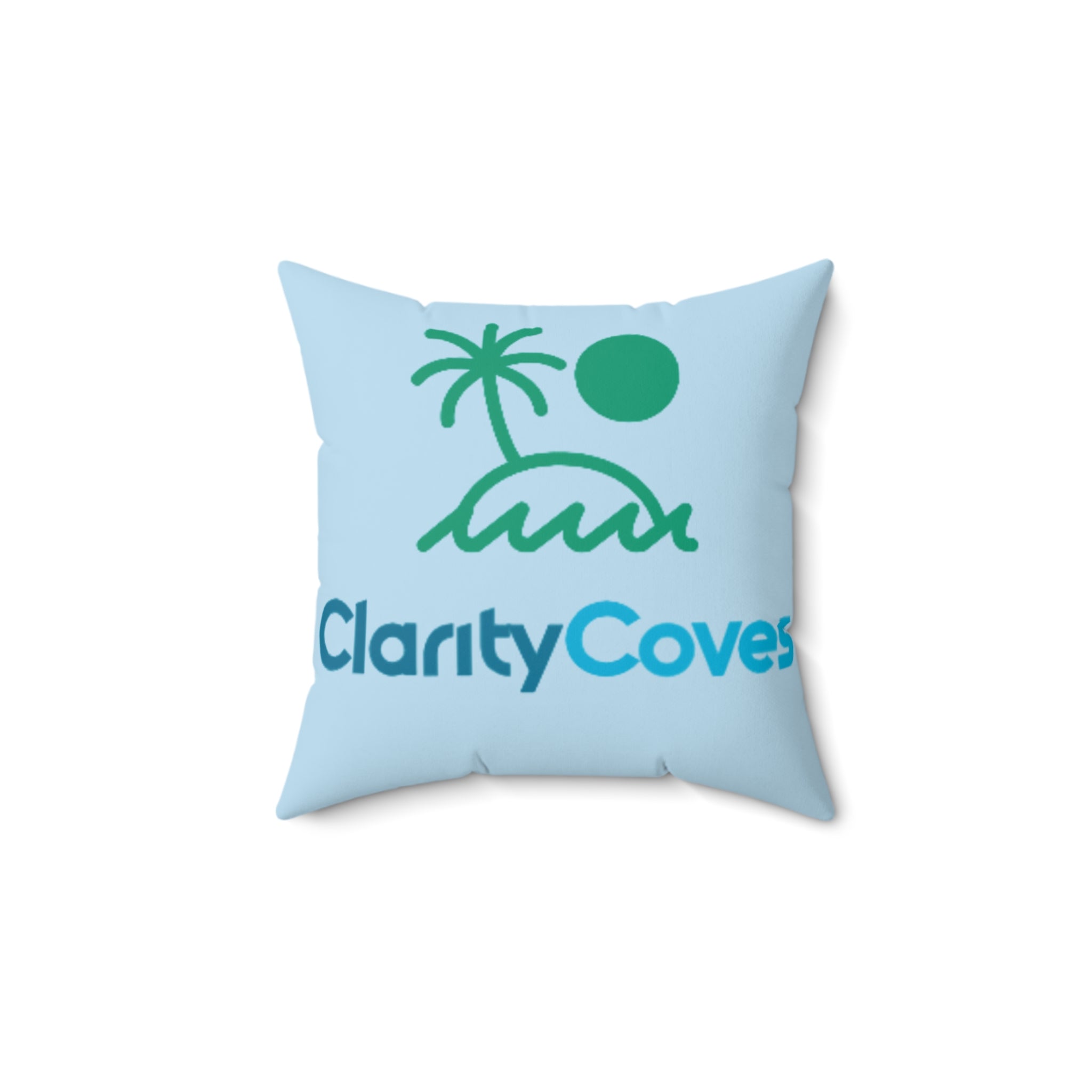 Square Pillow — Clarity Coves Tropical Logo / "Be Good Do Good" Motivational Throw Pillow
