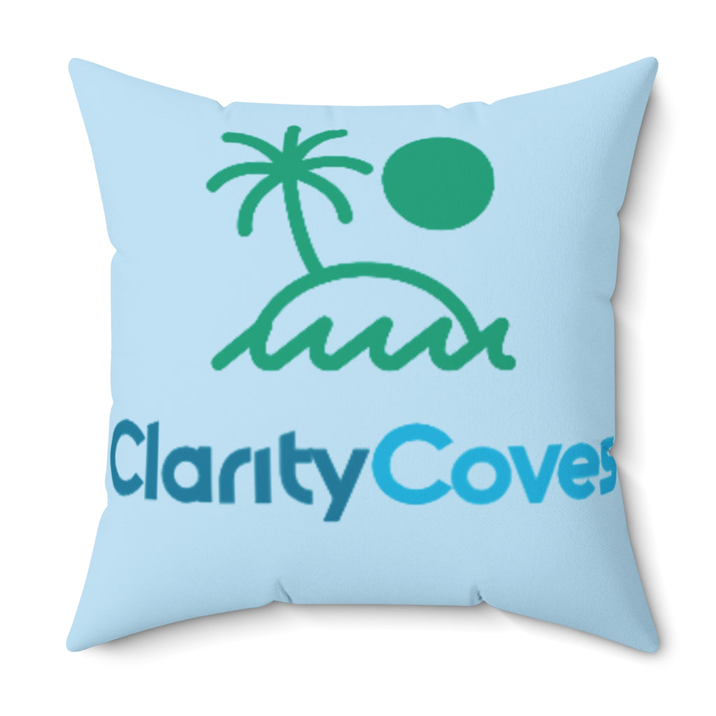 Square Pillow — Clarity Coves Tropical Logo / "Be Good Do Good" Motivational Throw Pillow