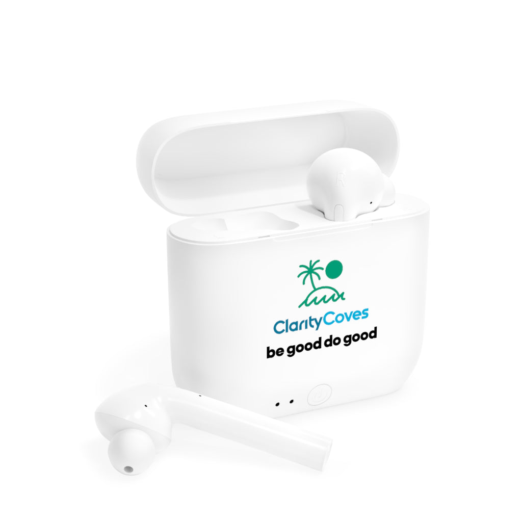 Wireless Earbuds — ClarityCoves Logo "be good do good" Portable Bluetooth Earbuds
