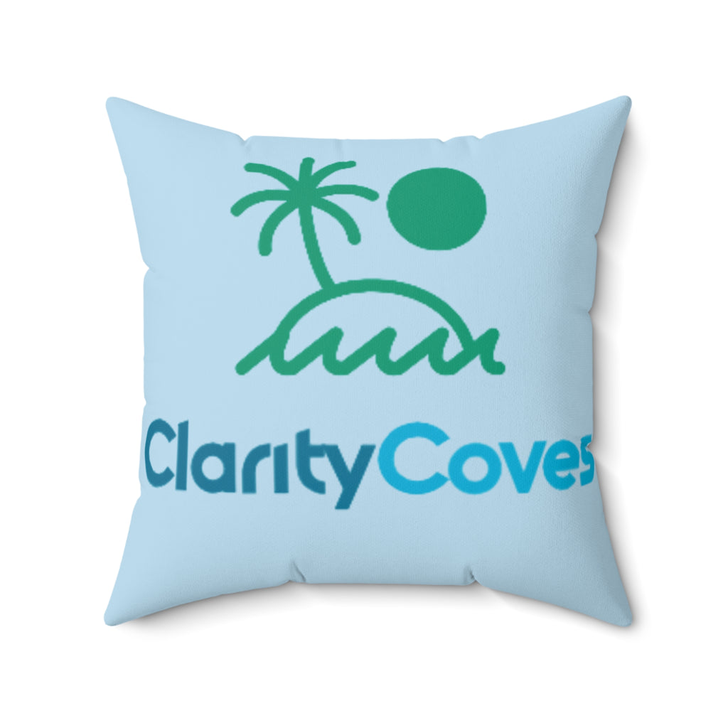 Square Pillow — Clarity Coves Tropical Logo / "Be Good Do Good" Motivational Throw Pillow