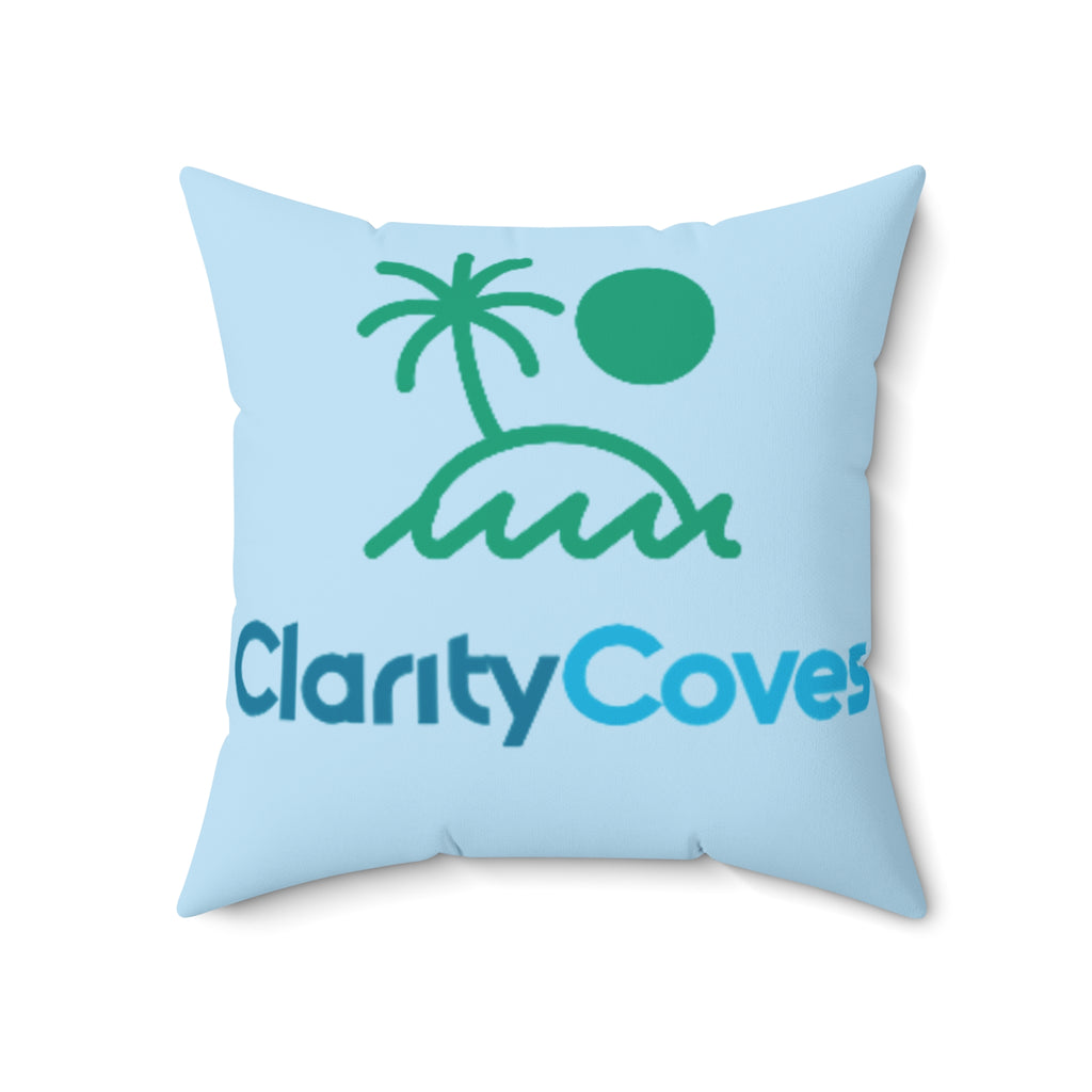 Square Pillow — Clarity Coves Tropical Logo / "Be Good Do Good" Motivational Throw Pillow