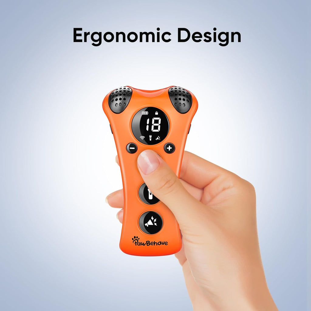 Revolutionary Adjustable Ultrasonic Dog Trainer - Humane 10-Level Sound & 18 Whistles with Anti-Bark Flashlight (Orange)