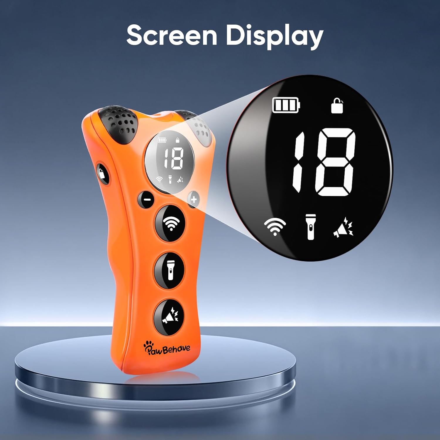 Revolutionary Adjustable Ultrasonic Dog Trainer - Humane 10-Level Sound & 18 Whistles with Anti-Bark Flashlight (Orange)