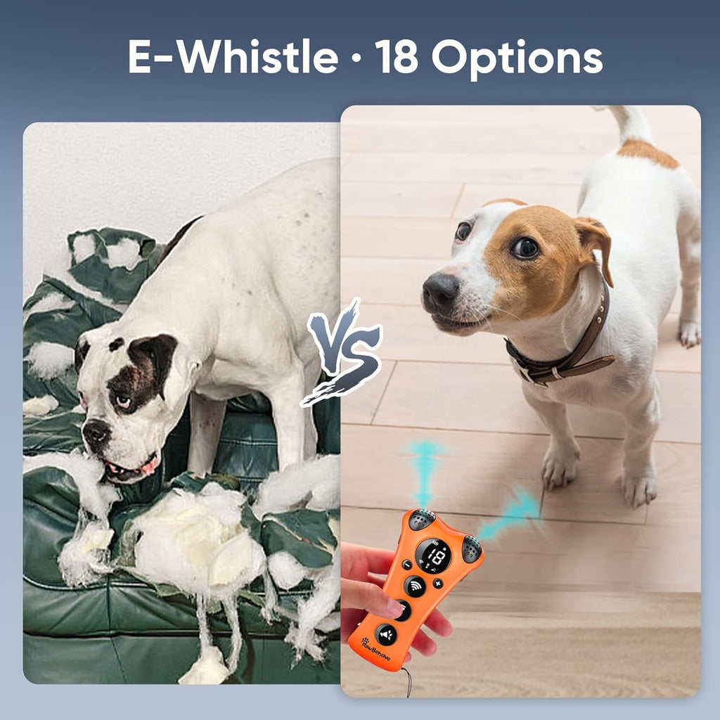 Revolutionary Adjustable Ultrasonic Dog Trainer - Humane 10-Level Sound & 18 Whistles with Anti-Bark Flashlight (Orange)