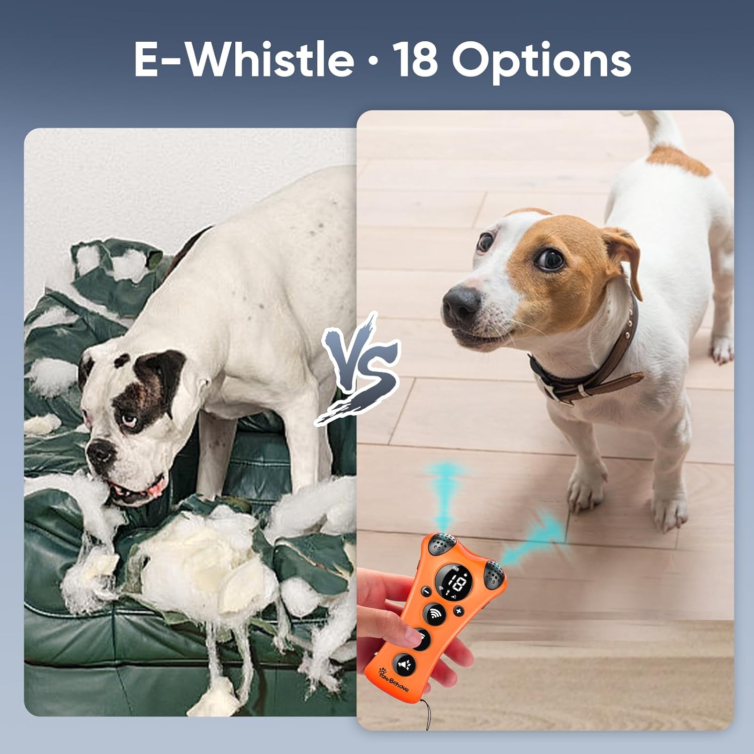 Revolutionary Adjustable Ultrasonic Dog Trainer - Humane 10-Level Sound & 18 Whistles with Anti-Bark Flashlight (Orange)