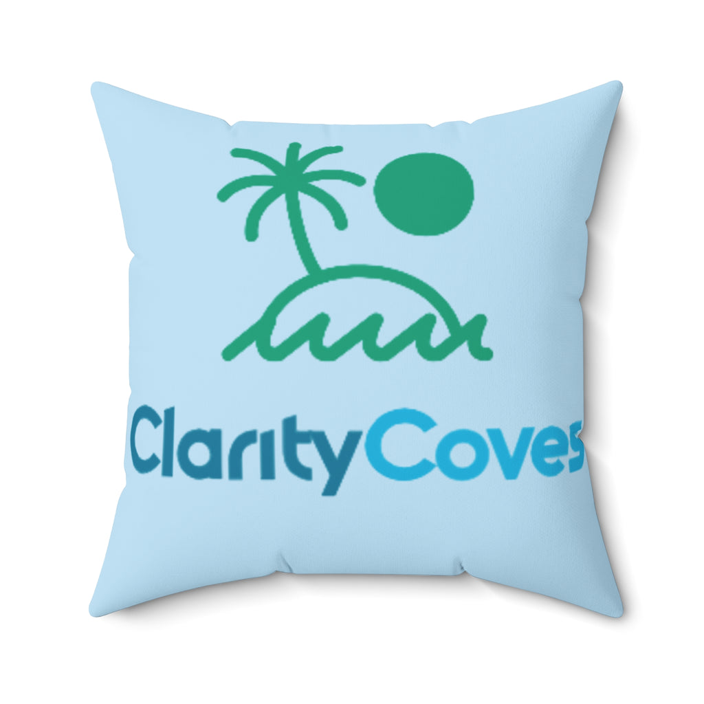 Square Pillow — Clarity Coves Tropical Logo / "Be Good Do Good" Motivational Throw Pillow