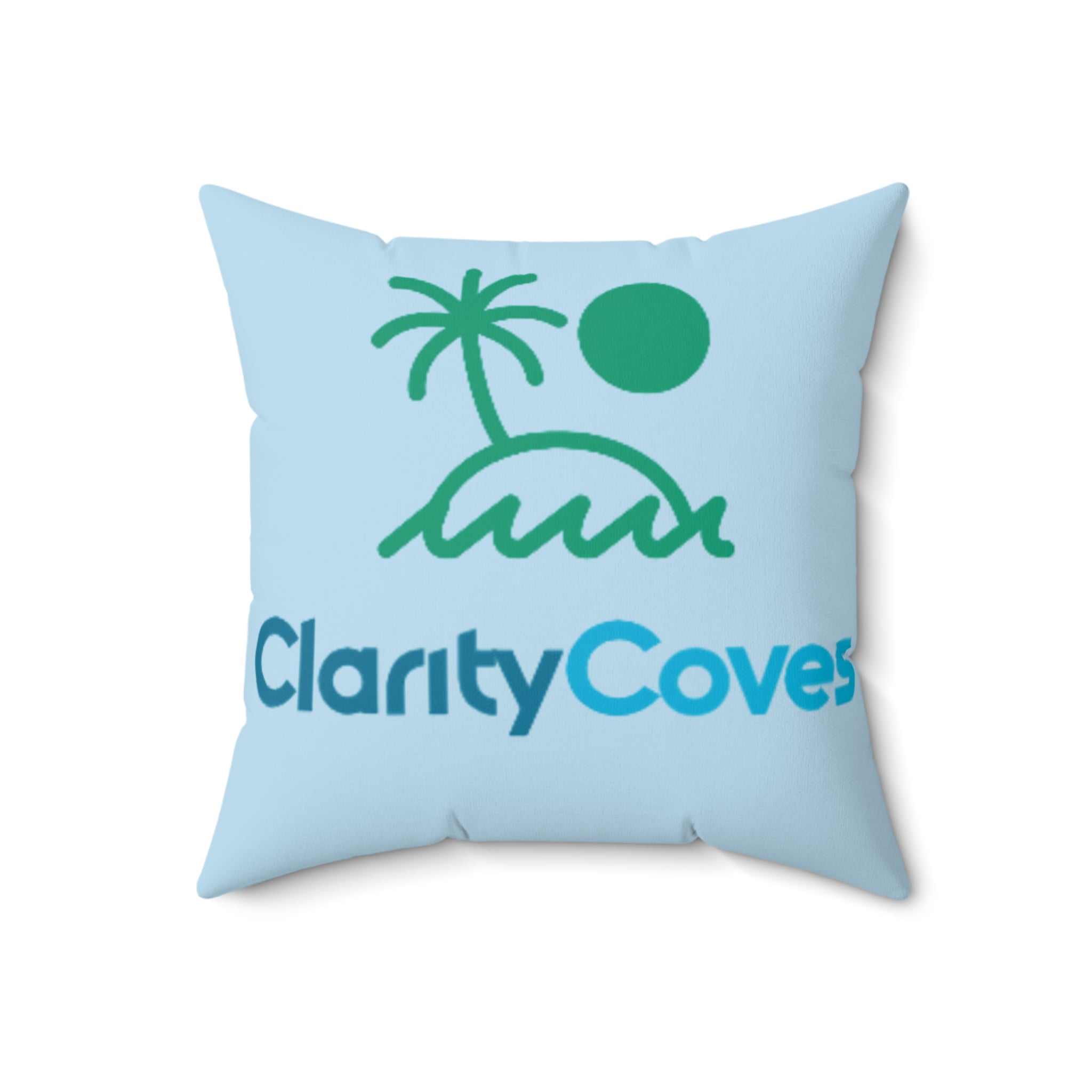Square Pillow — Clarity Coves Tropical Logo / "Be Good Do Good" Motivational Throw Pillow
