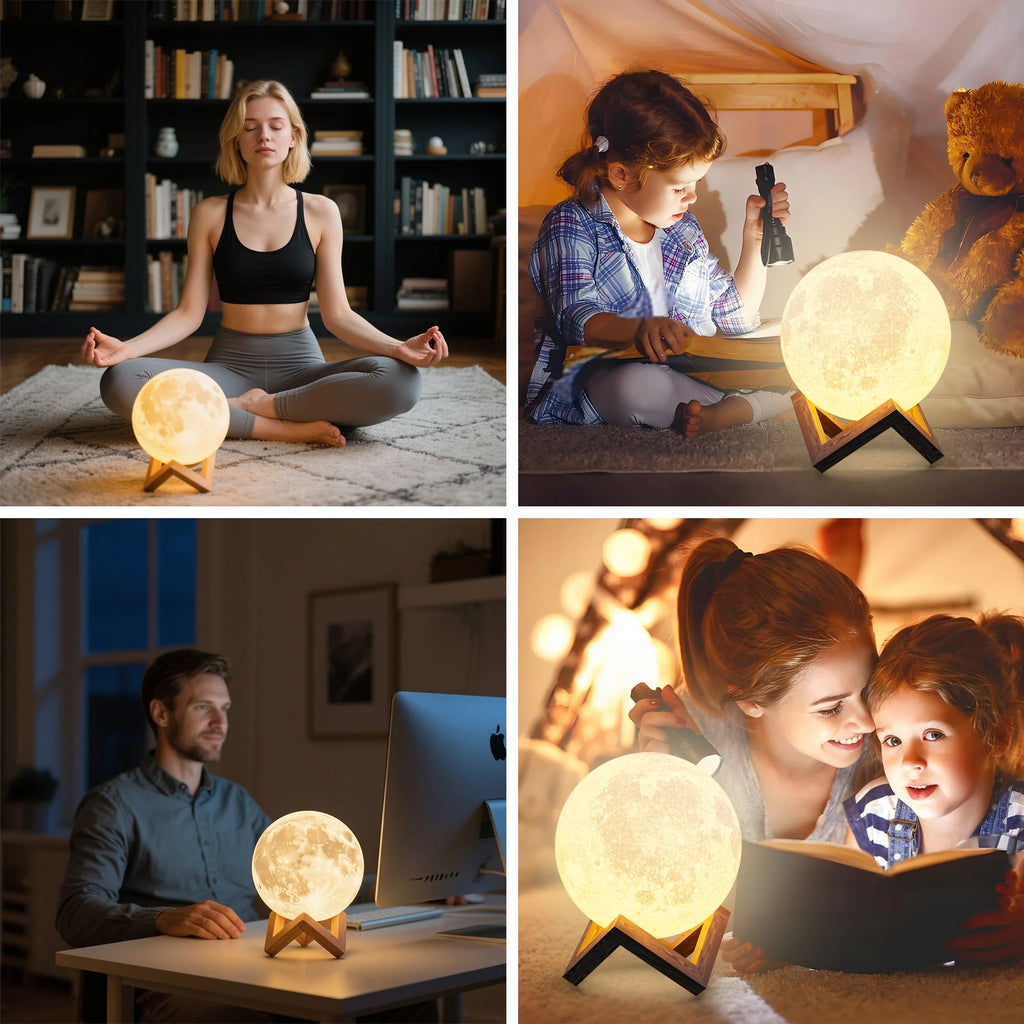 Moonlight Night Light for Kids Adults, 4Inch/3D Printing Moon Lamp Night Lamp for Bedroom Decor, 16 Color Moon Decor for Kids Bedroom Decor