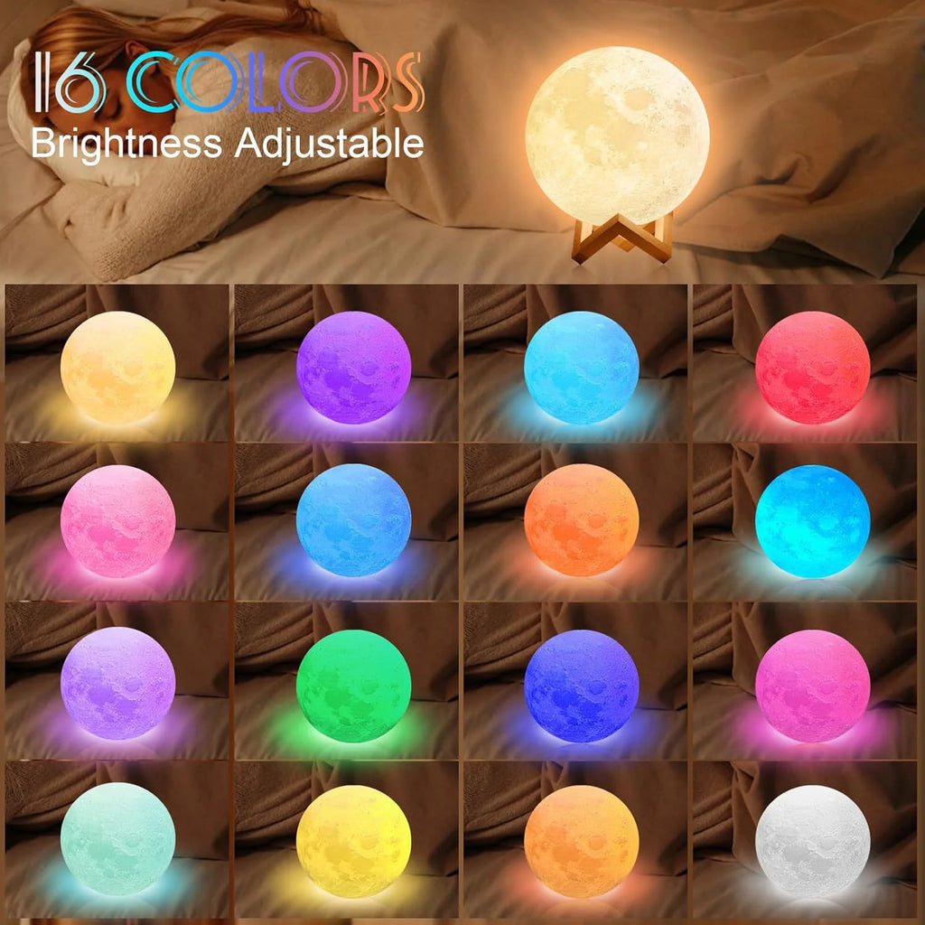 Moonlight Night Light for Kids Adults, 4Inch/3D Printing Moon Lamp Night Lamp for Bedroom Decor, 16 Color Moon Decor for Kids Bedroom Decor